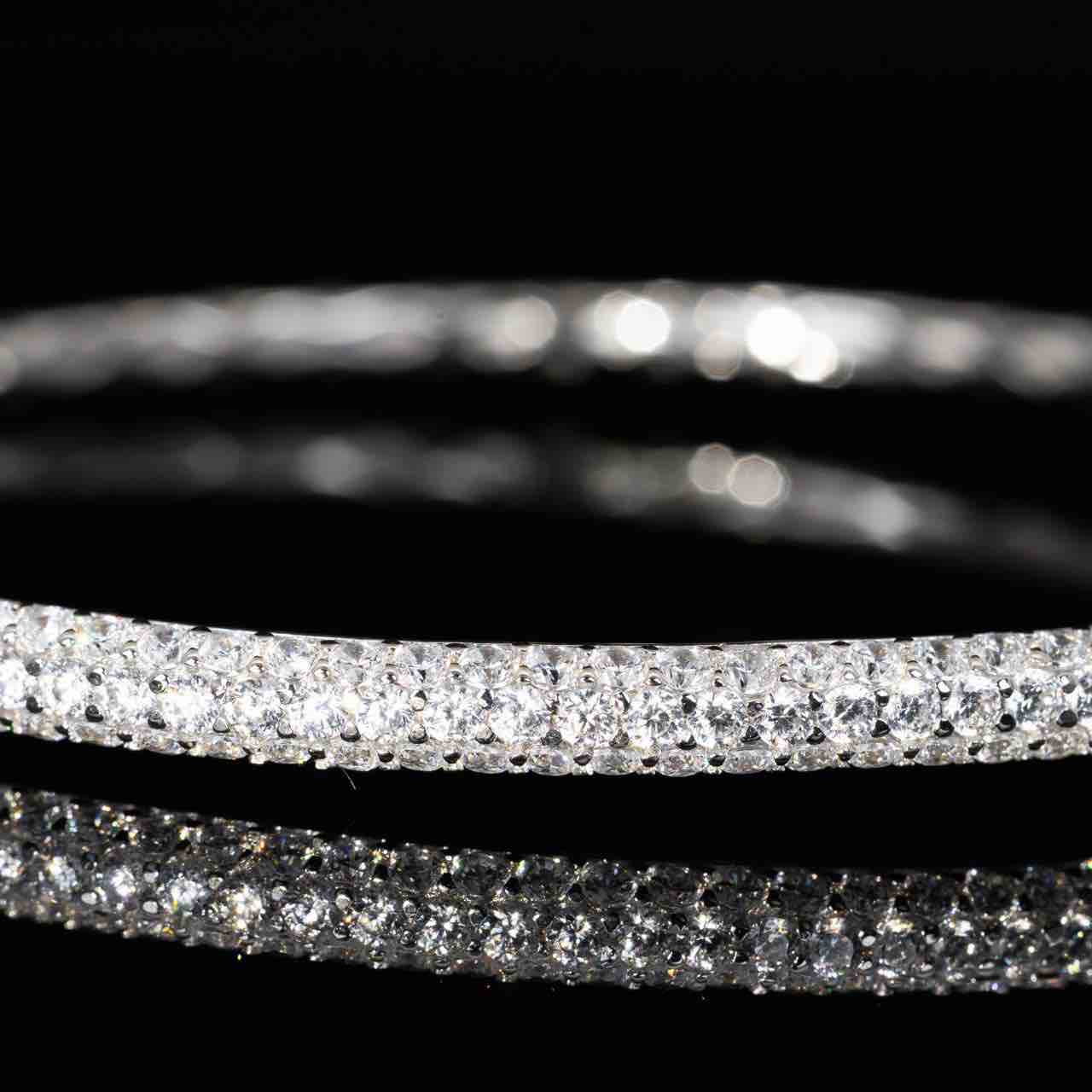 Omnia Zenah White Bangle With High Quality Simulated Diamonds in 925 Silver - Image 4