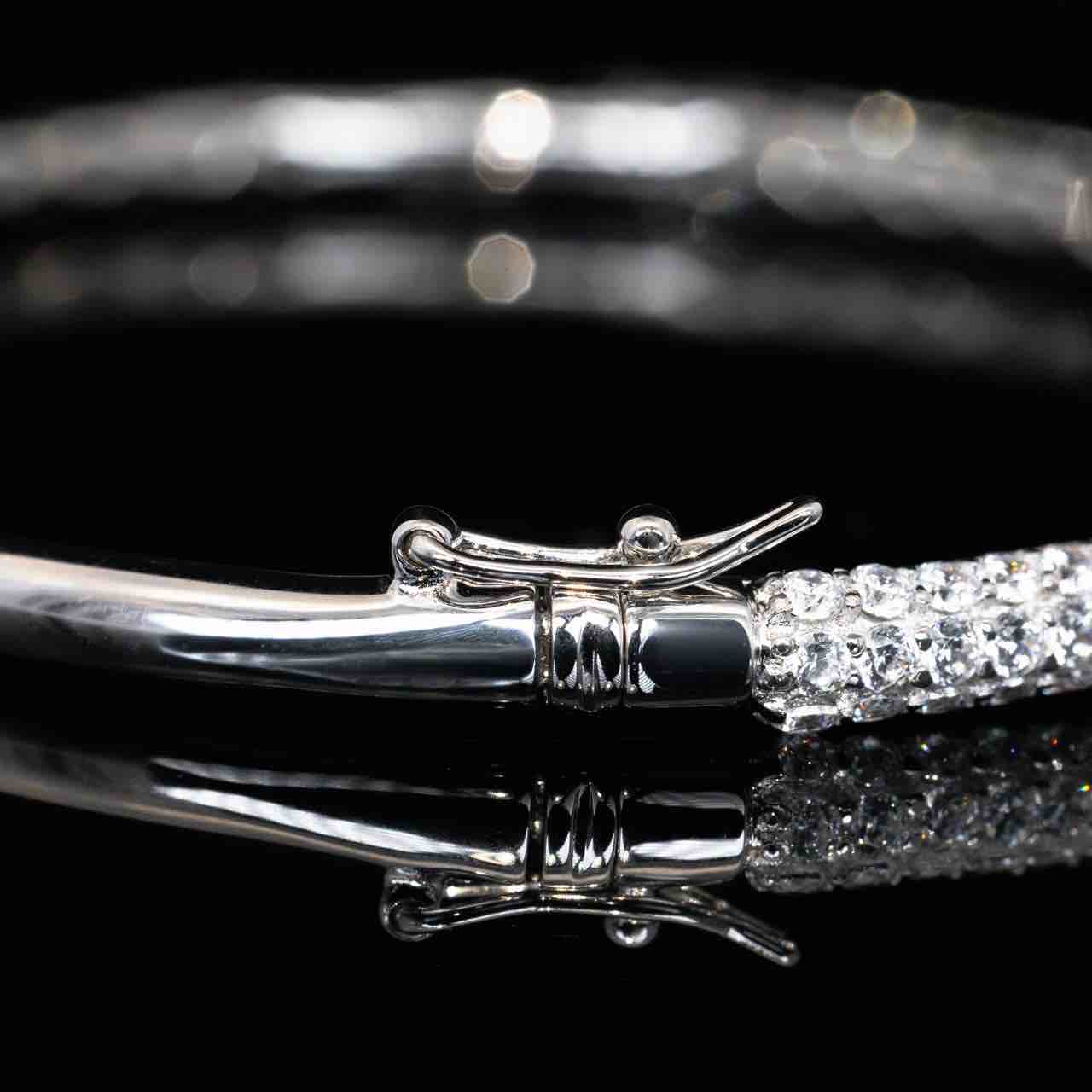Omnia Zenah White Bangle With High Quality Simulated Diamonds in 925 Silver - Image 5