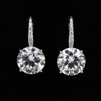 Omnia Lobna Round Drop Earrings With High Quality Certified Lab Crafted Stones In 925 Silver 6ct
