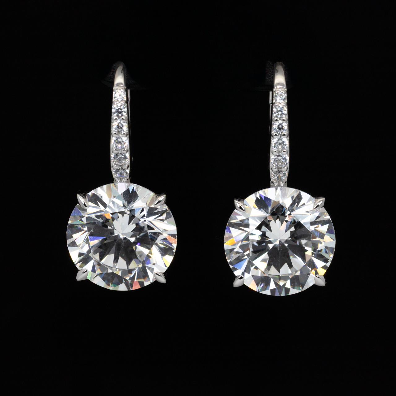 Omnia Lobna Round Drop Earrings With High Quality Certified Lab Crafted Stones In 925 Silver 6ct