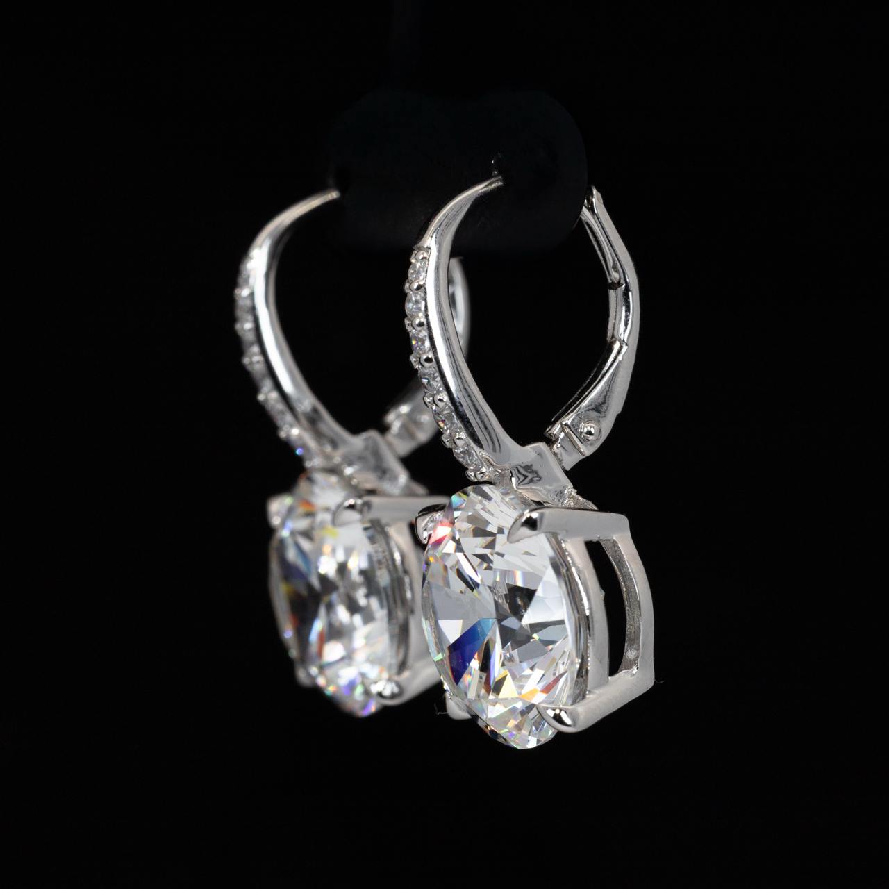 Omnia Lobna Round Drop Earrings With High Quality Certified Lab Crafted Stones In 925 Silver 6ct - Image 2