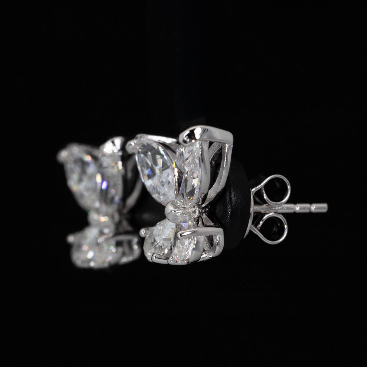 Omnia Ziara White Floral Earrings With High Quality Certified Lab Crafted Stones In 925 Silver - Image 3