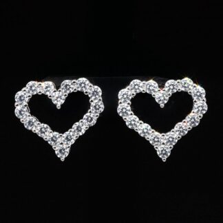 Omnia Noof White Heart Earrings With High Quality Certified Lab Crafted Stones In 925 Silver