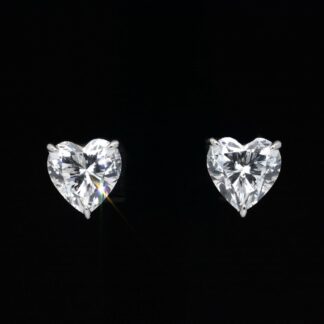 Omnia Nabia White Heart Earrings With High Quality Certified Lab Crafted Stones In 925 Silver