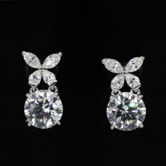Omnia Sameera White Drop Earrings With High Quality Certified Lab Crafted Stones In 925 Silver