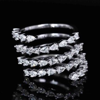 Omnia Lara White Ring With High Quality Simulated Diamonds In 925 Silver
