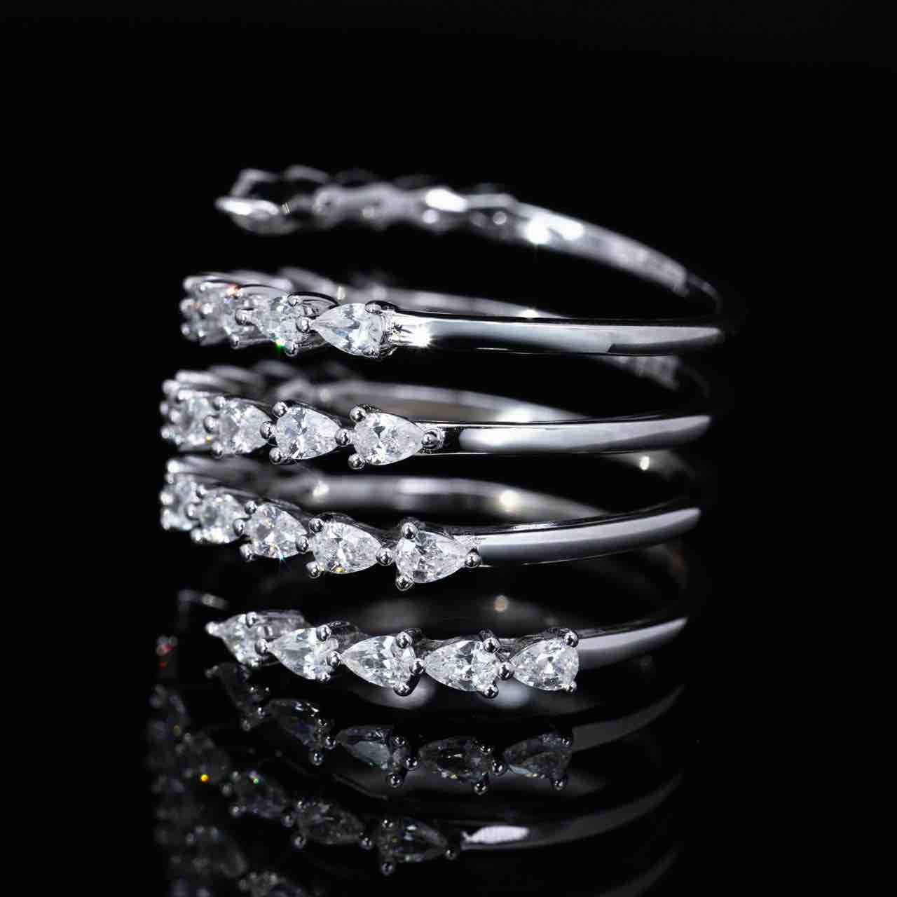 Omnia Lara White Ring With High Quality Simulated Diamonds In 925 Silver - Image 2
