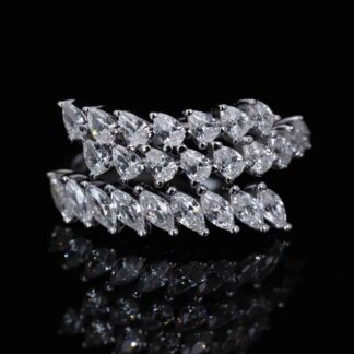 Omnia Ela White Ring With High Quality Simulated Diamonds In 925 Silver