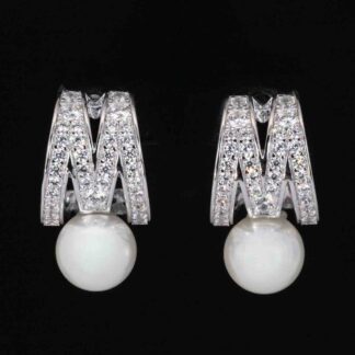 Omnia Shaira White Pear Earrings With High Quality Simulated Diamonds In 925 Silver