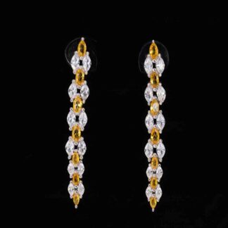 Omnia Aila White and Yellow Drop Earrings With High Quality Simulated Diamonds In 925 Silver