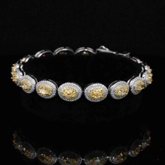 Omnia Tiesha White and Yellow Bracelet With High Quality Simulated Diamonds In 925 Silver