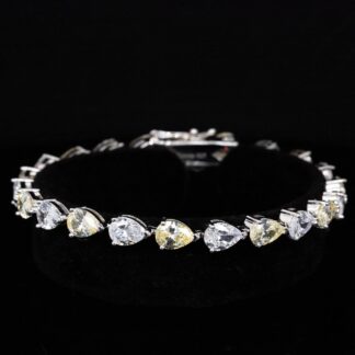 Omnia Naelah White and Yellow Bracelet With High Quality White Simulated Diamonds Stones in 925 Silver