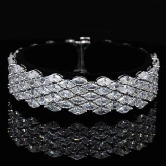 Omnia Layaal White Bracelet With High Quality White Simulated Diamonds Stones in 925 Silver