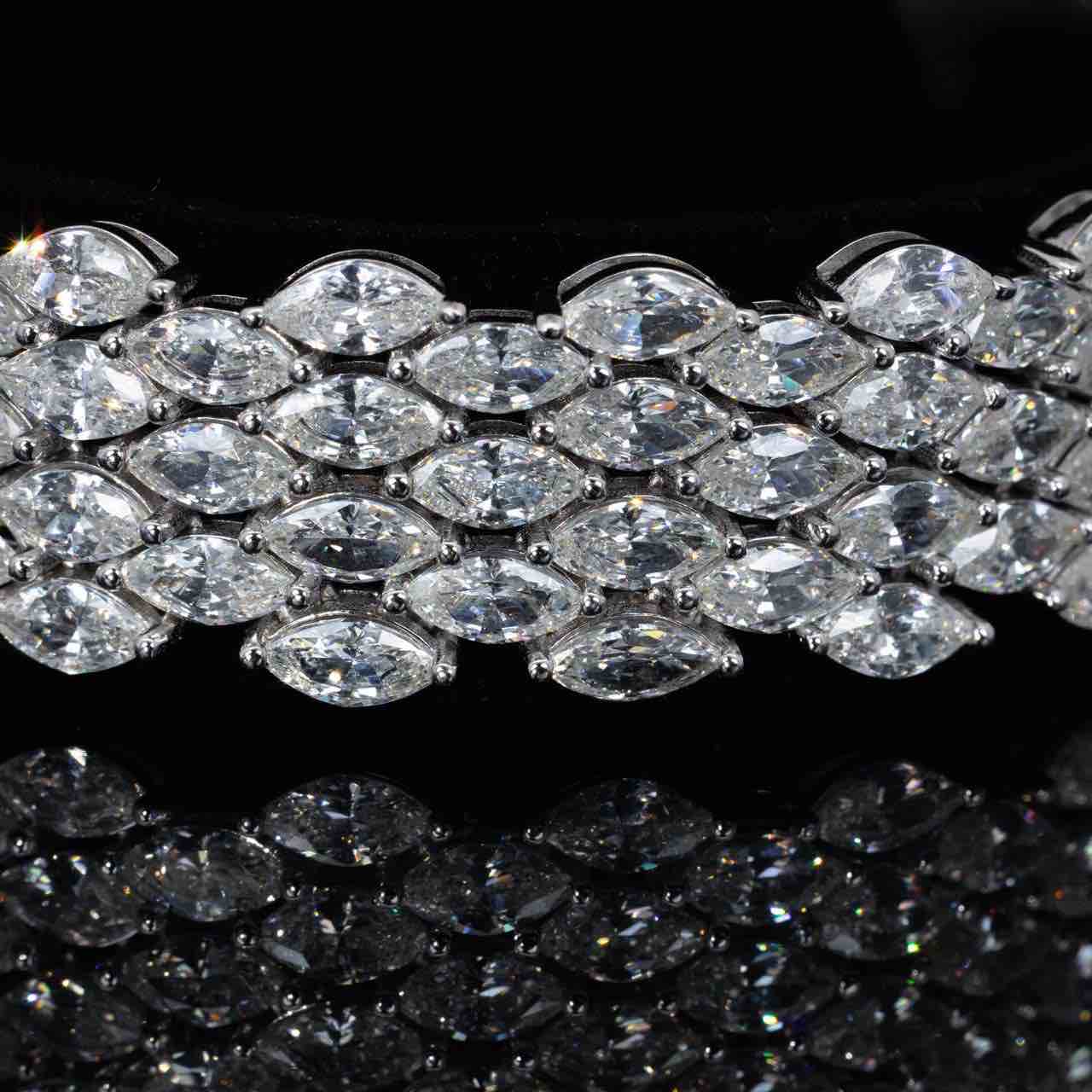 Omnia Layaal White Bracelet With High Quality White Simulated Diamonds Stones in 925 Silver - Image 2