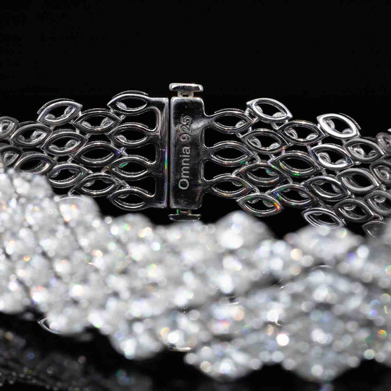 Omnia Layaal White Bracelet With High Quality White Simulated Diamonds Stones in 925 Silver - Image 3