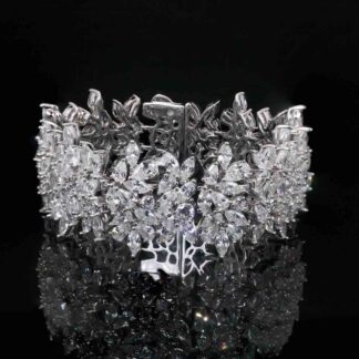 Omnia Sajaf White Bracelet With High Quality White Simulated Diamonds Stones in 925 Silver