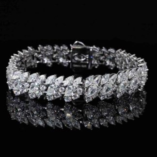 Omnia Maeen White Bracelet With High Quality White Simulated Diamonds Stones in 925 Silver