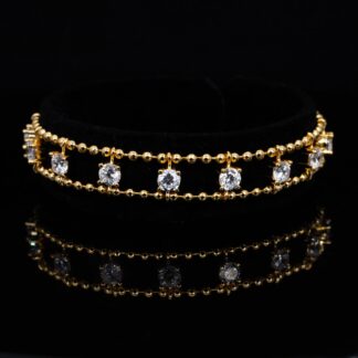 Omnia Aroos Gold Bracelet With High Quality White Simulated Diamonds Stones in 925 Silver