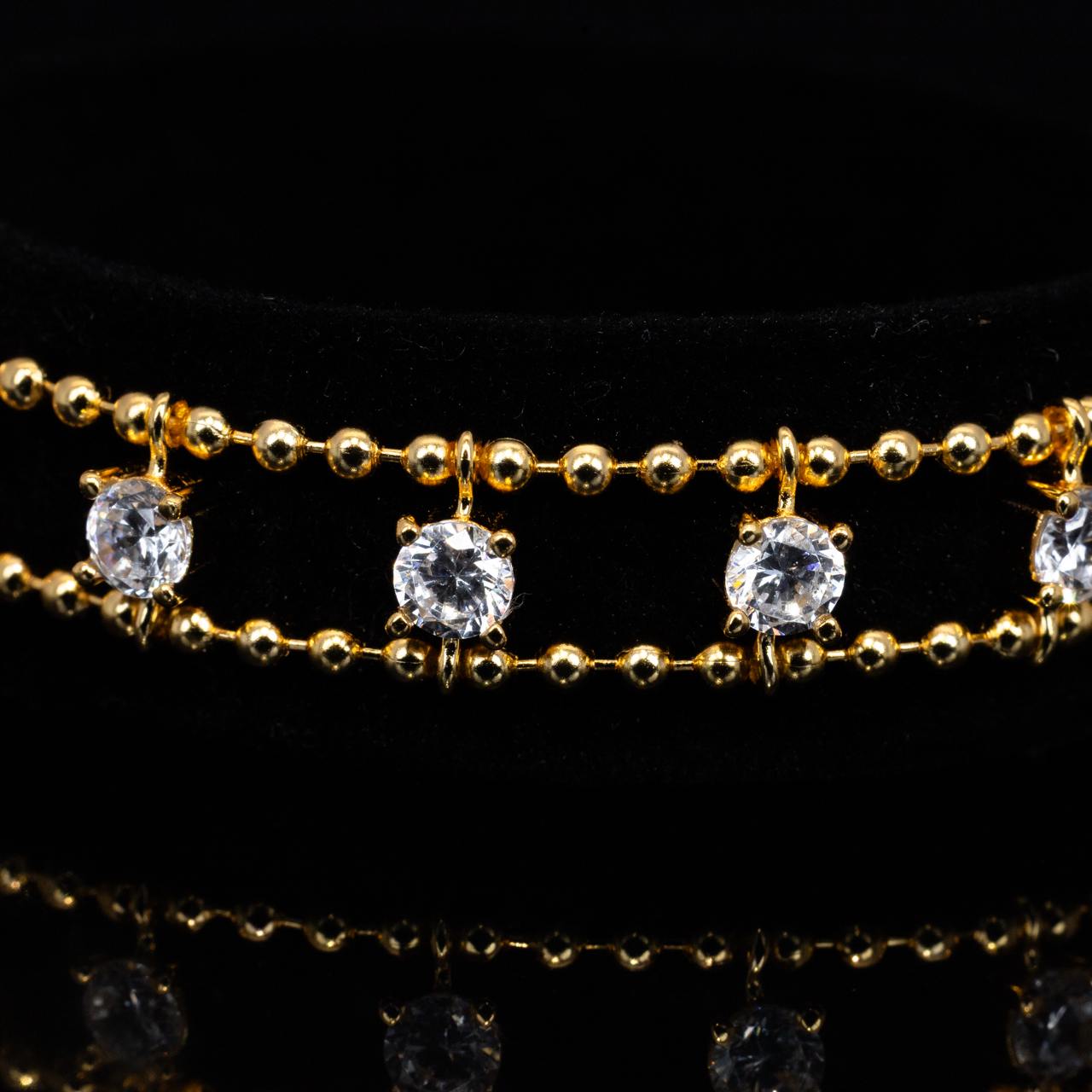 Omnia Aroos Gold Bracelet With High Quality White Simulated Diamonds Stones in 925 Silver - Image 2