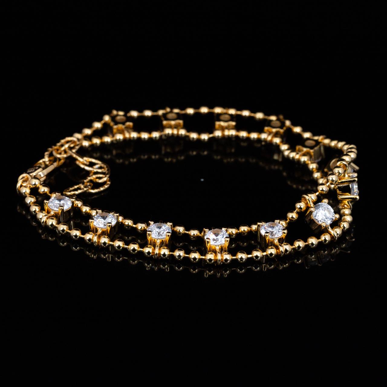 Omnia Aroos Gold Bracelet With High Quality White Simulated Diamonds Stones in 925 Silver - Image 4