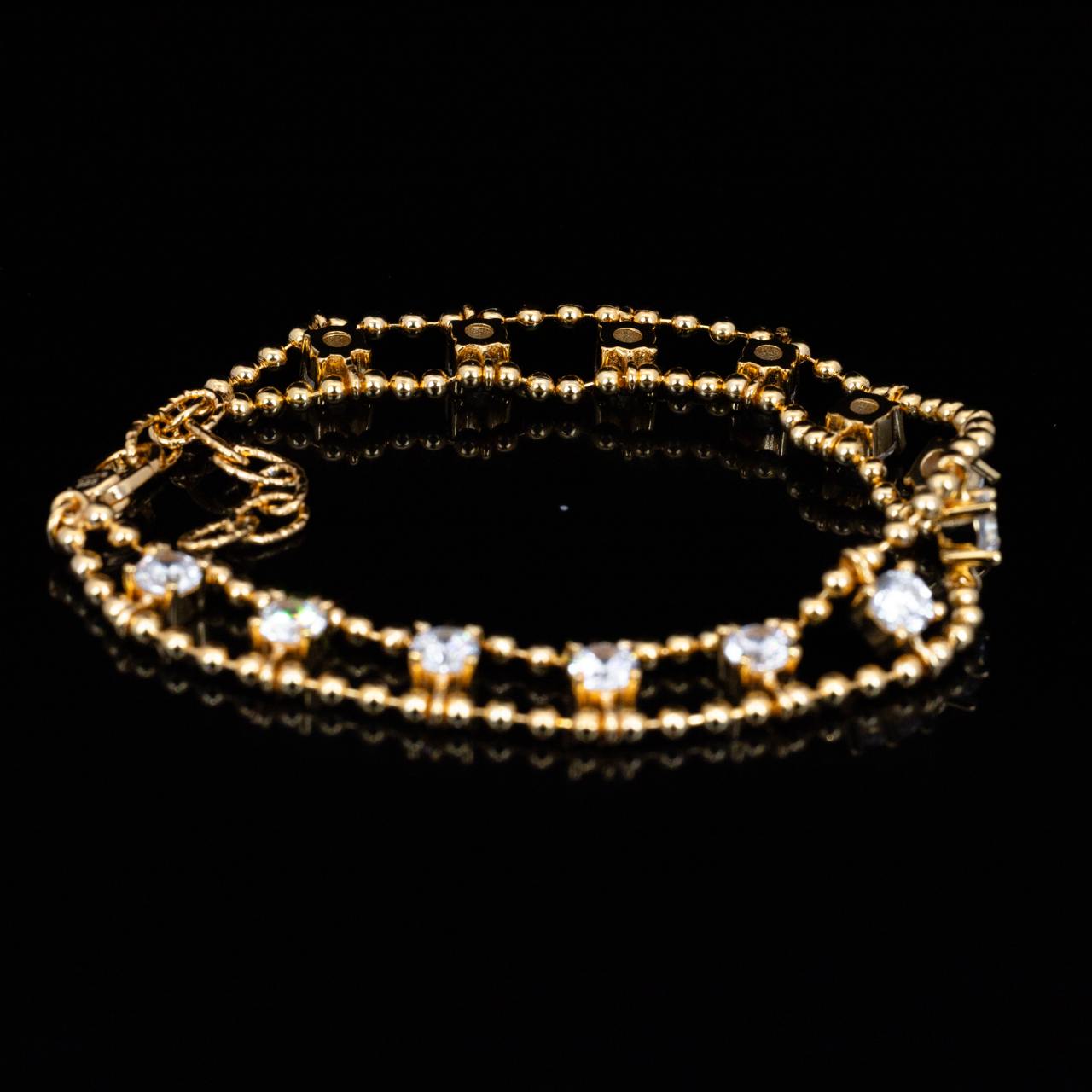 Omnia Aroos Gold Bracelet With High Quality White Simulated Diamonds Stones in 925 Silver - Image 3