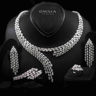Omnia Beretta Luxury White Bridal Full Set in High Quality Zircon Stone Rhodium Plated