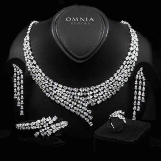 Omnia Talia Luxury White Bridal Full Set in High Quality Zircon Stone Rhodium Plated