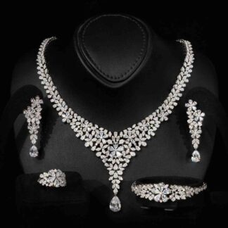 Omnia Karla White Luxury Bridal Full Set in High Quality Rhodium Plated Zircon Stones