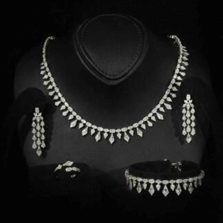 Omnia Rhea White Luxury Bridal Full Set in High Quality Rhodium Plated Zircon Stones