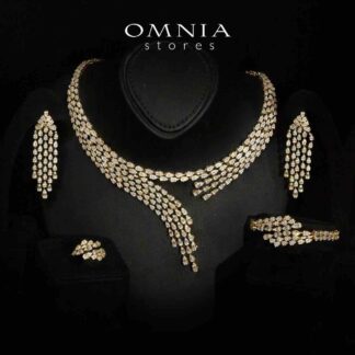 Omnia Beretta Luxury Gold Bridal Full Set in High Quality Zircon Stone Rhodium Plated