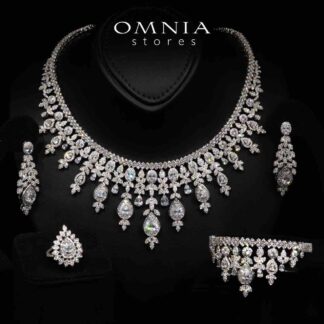 Omnia Celia White Luxury Bridal Full Set in High Quality Rhodium Plated Zircon Stones