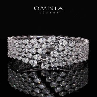 Omnia Nylah White Bracelet With High Quality Simulated Diamonds In 925 Silver