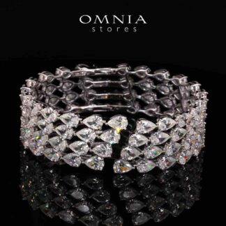 Omnia Siya White Bracelet With High Quality Simulated Diamonds In 925 Silver