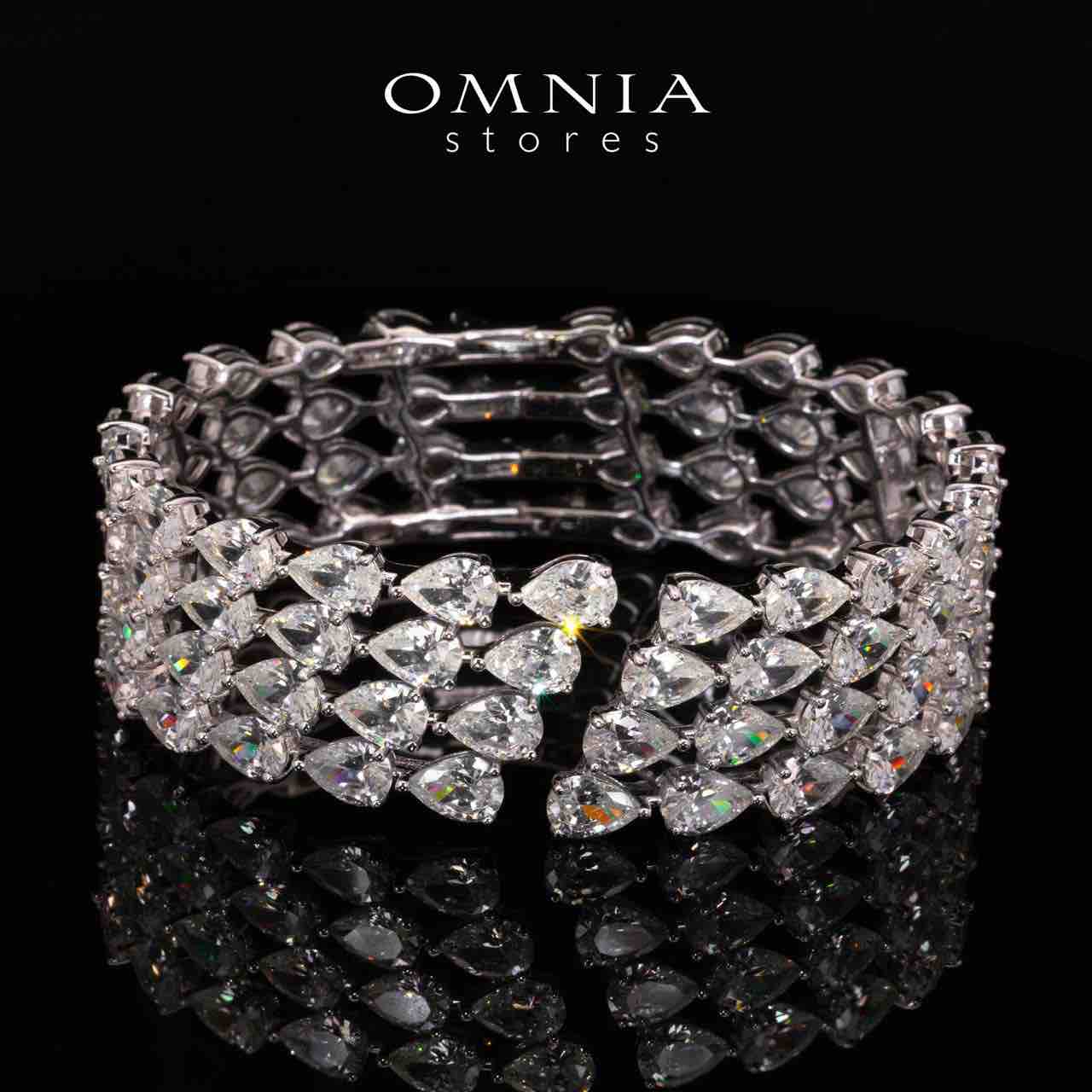 Omnia Siya White Bracelet With High Quality Simulated Diamonds In 925 Silver