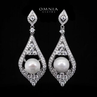 Omnia Gadi Fresh Real Water Pearl Drop Earrings in 925 Silver Accessories With High Quality Simulated Diamonds