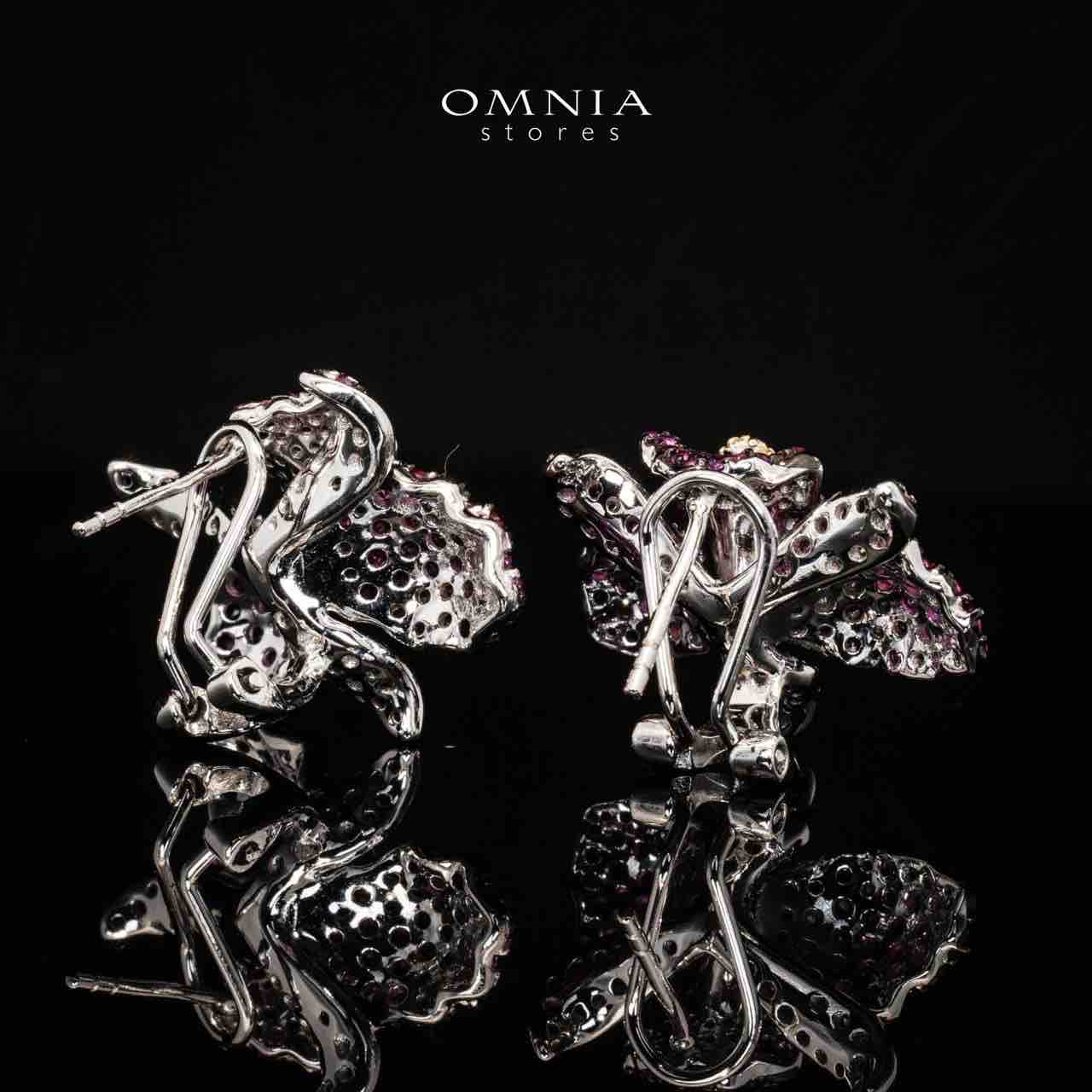 Omnia Nabila Purple Butterfly Silver Clip Earrings in 925 Silver High Quality Simulated Diamonds Stones - Image 2