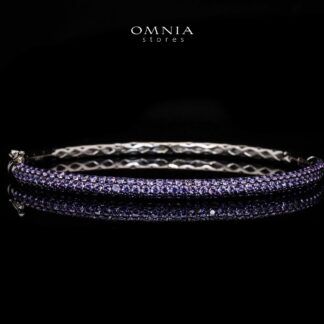 Omnia Zenah Purple Bangle With High Quality Simulated Diamonds in 925 Silver