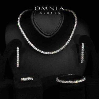 Omnia Ellen White Luxury Bridal Full Set in High Quality Rhodium Plated Zircon Stones