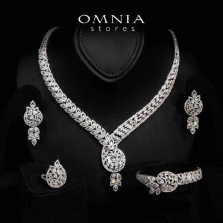 Omnia Frida White Luxury Bridal Full Set in High Quality Rhodium Plated Zircon Stones