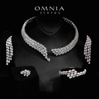 Omnia Ciara White Luxury Bridal Full Set in High Quality Rhodium Plated Zircon Stones