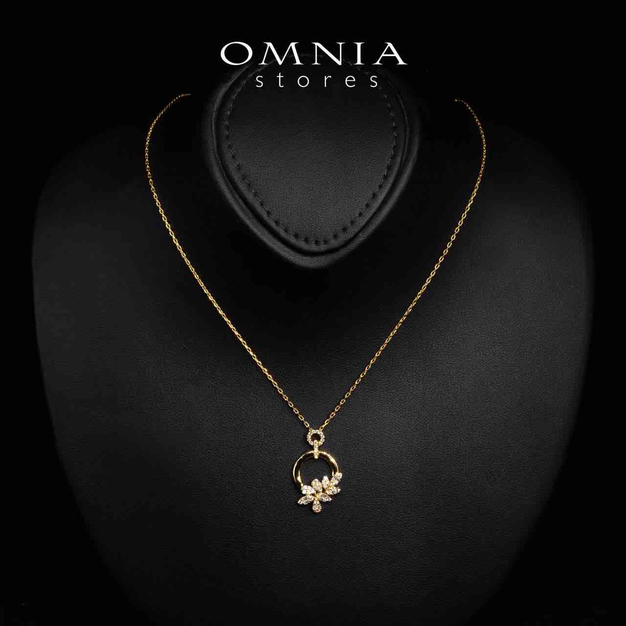 Omnia Ciara Gold Floral Necklace, Earrings and Ring Set in High Quality Rhodium Plated Zircon Stones - Image 2