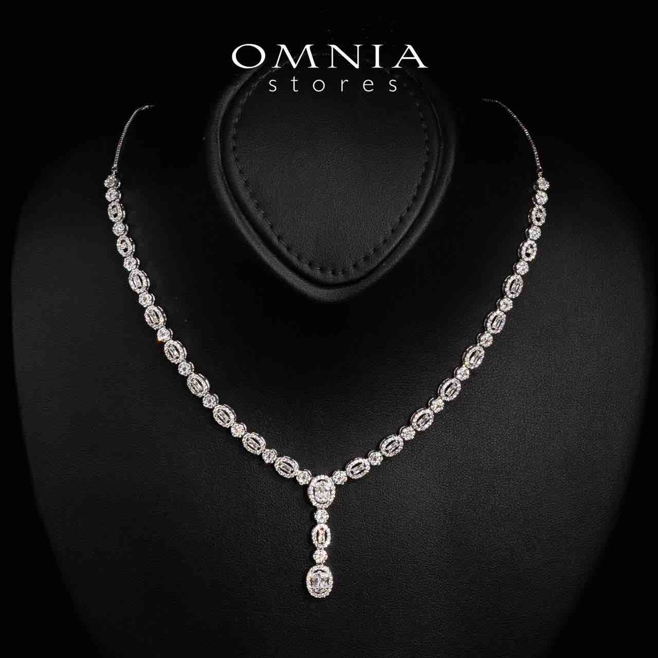Omnia Sally White Necklace, Earrings and Ring Set in High Quality Rhodium Plated Zircon Stones - Image 2