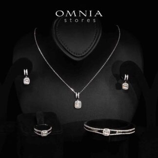 Omnia Mazie White Pearl Full Set in High Quality Rhodium Plated Zircon Stones