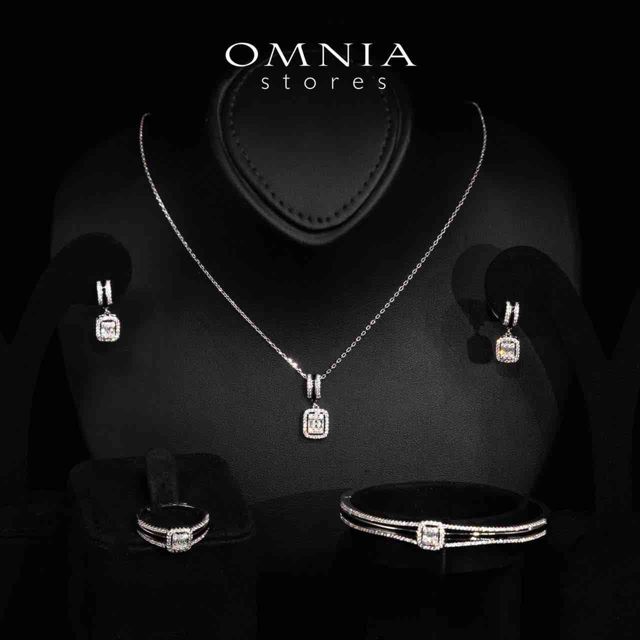 Omnia Mazie White Pearl Full Set in High Quality Rhodium Plated Zircon Stones