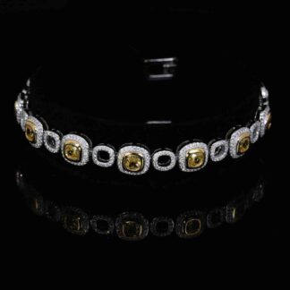 Omnia Faila White and Yellow Bracelet With High Quality Simulated Diamonds In 925 Silver