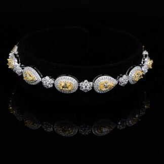 Omnia Taliha White and Yellow Bracelet With High Quality Simulated Diamonds In 925 Silver