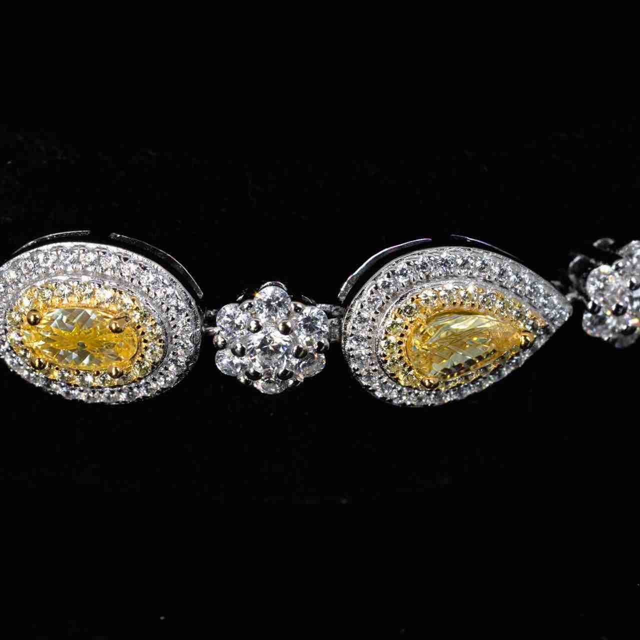 Omnia Taliha White and Yellow Bracelet With High Quality Simulated Diamonds In 925 Silver - Image 2