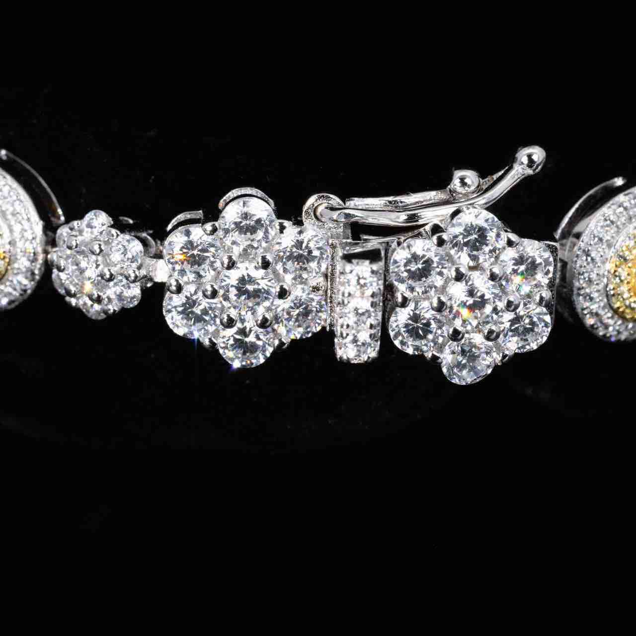 Omnia Taliha White and Yellow Bracelet With High Quality Simulated Diamonds In 925 Silver - Image 3