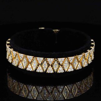 Omnia Saly Gold and White Bracelet With High Quality Simulated Diamonds In 925 Silver