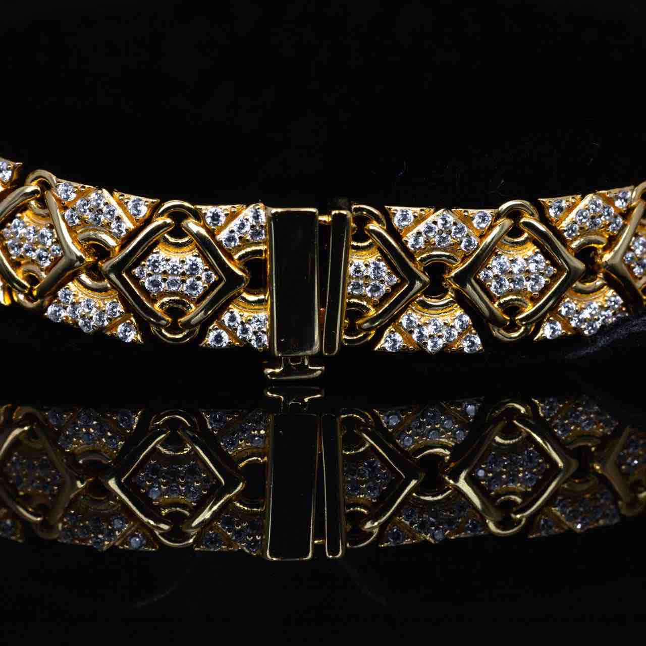 Omnia Lisi Gold and White Bracelet With High Quality Simulated Diamonds In 925 Silver - Image 2